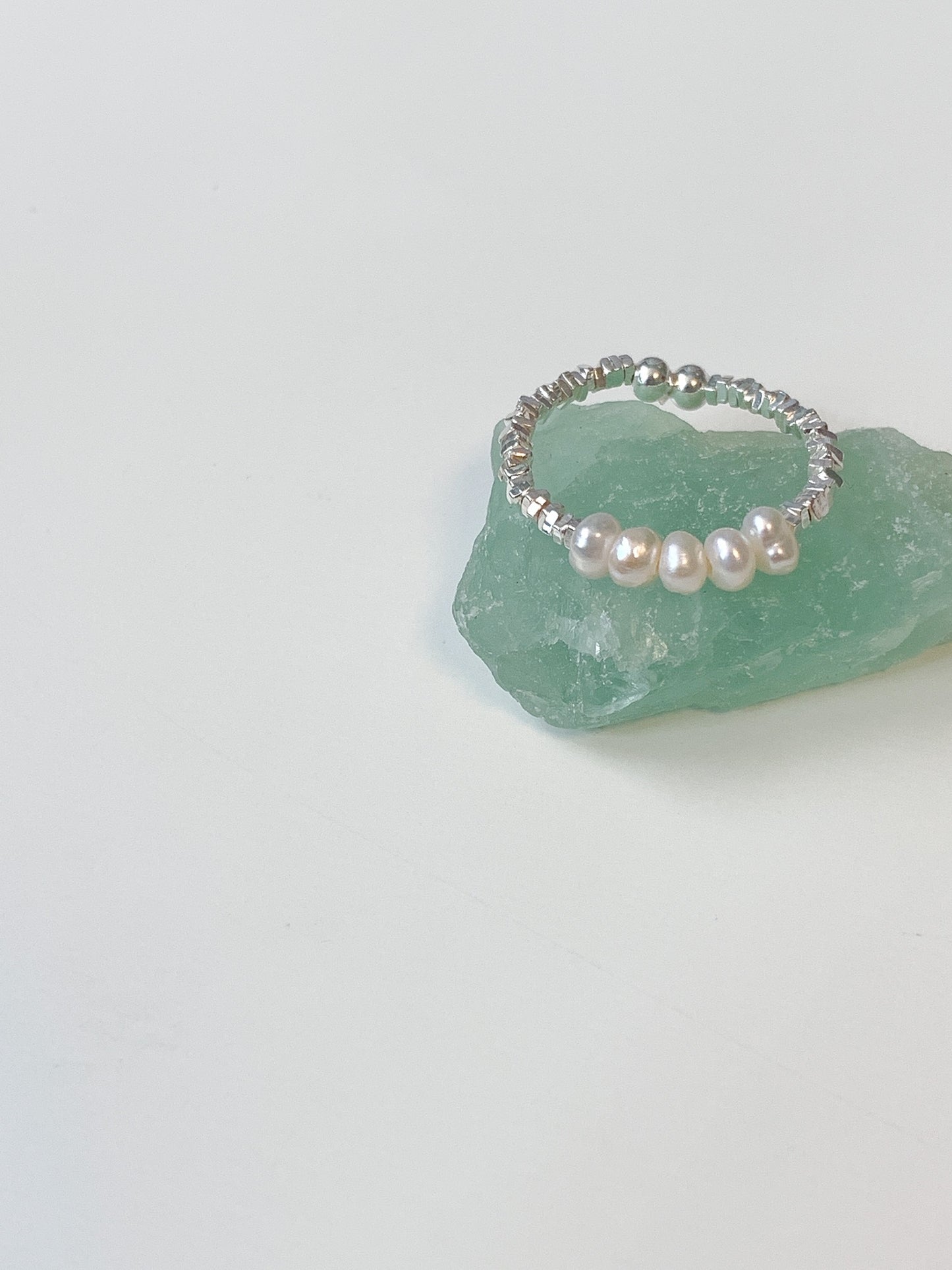 Pearl Silver Ring starry