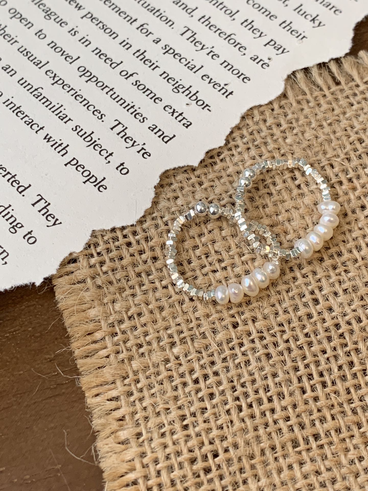 Pearl Silver Ring starry