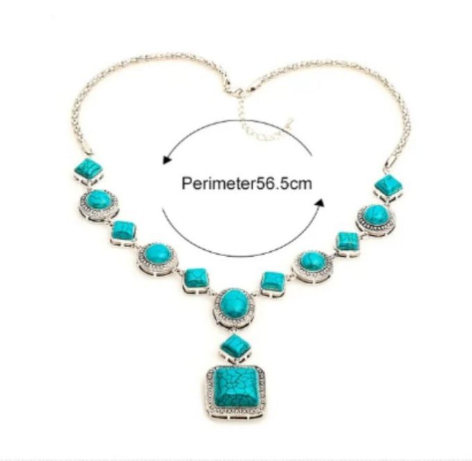 Bohemian Turquoise Alloy Necklace Classical