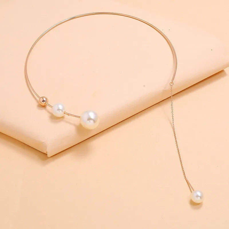 Elegant Imitation Pearl Extended Choker