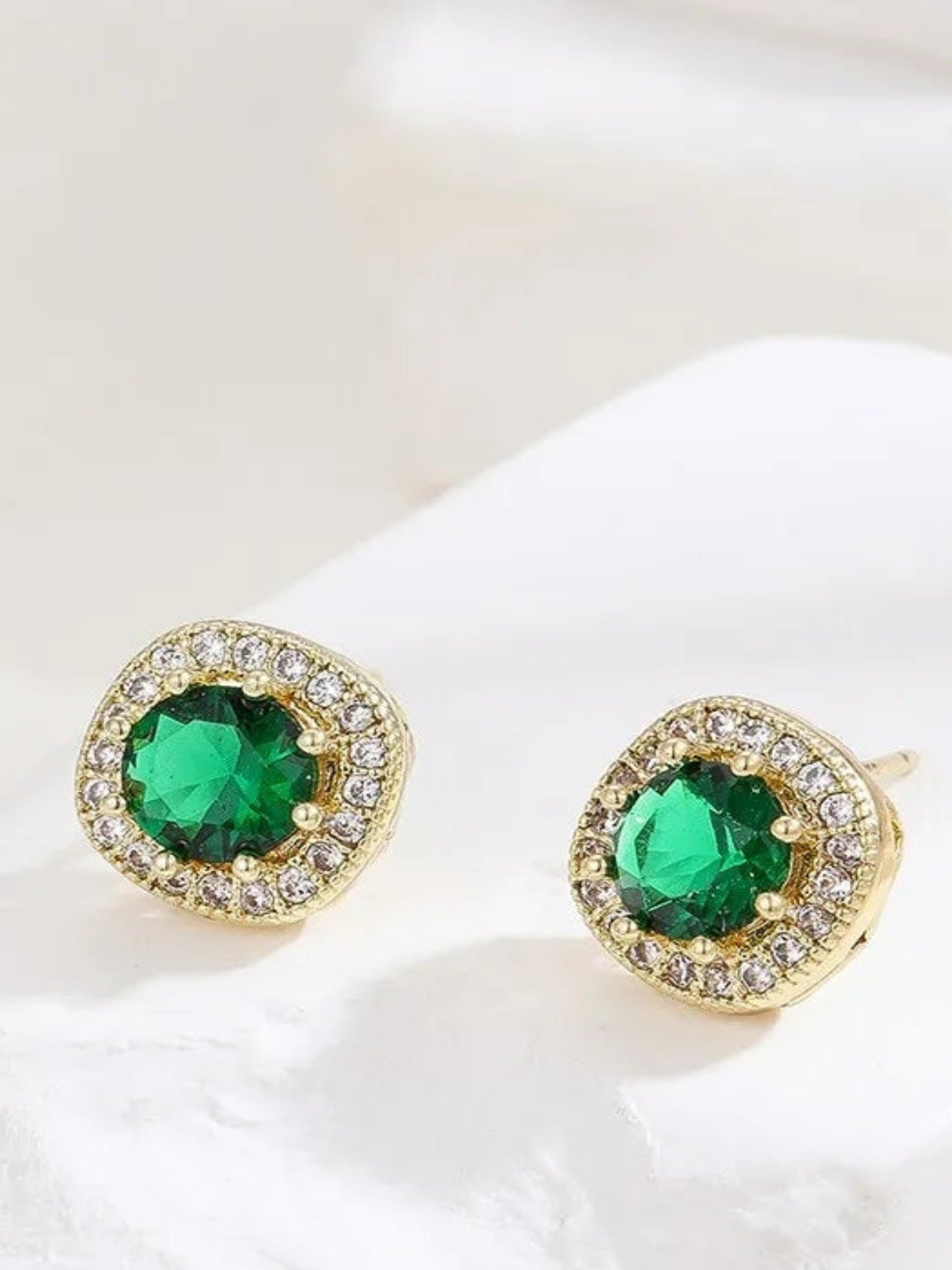 Emerald Zircon Earrings Retro Simple