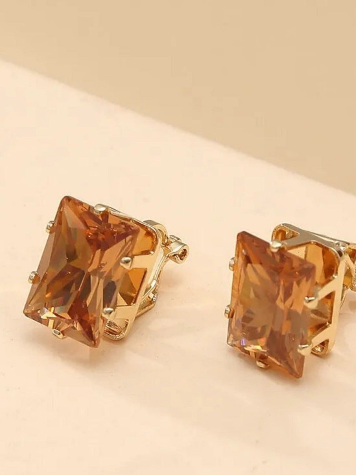 Yellow Gold Cubic Zirconia Clip Earrings