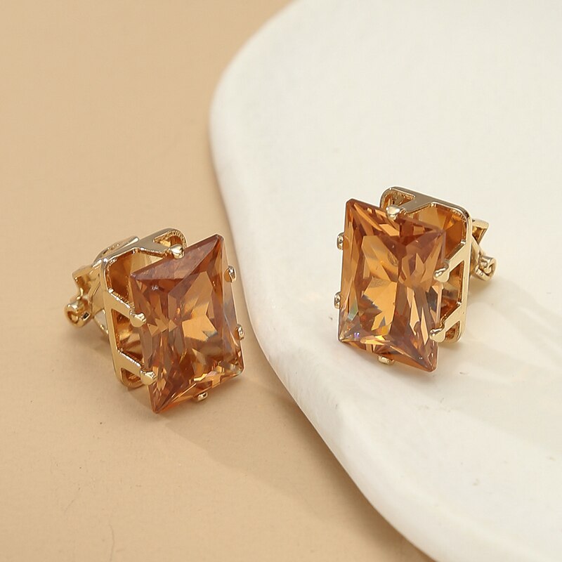 Yellow Gold Cubic Zirconia Clip Earrings