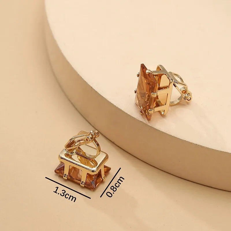 Yellow Gold Cubic Zirconia Clip Earrings