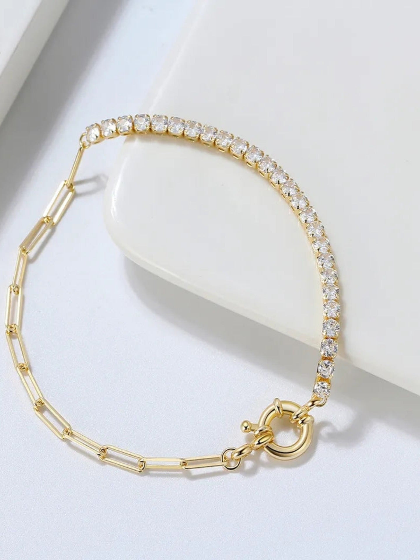 S925 Sterling Silver Zircon Gold-plated Bracelet