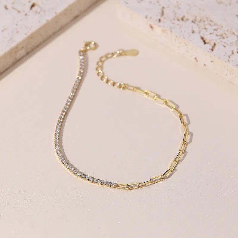 S925 Sterling Silver Zircon Gold-plated Bracelet