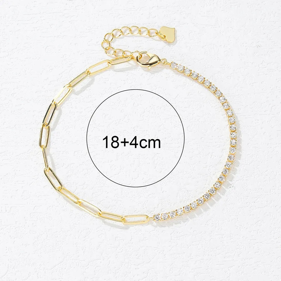 S925 Sterling Silver Zircon Gold-plated Bracelet