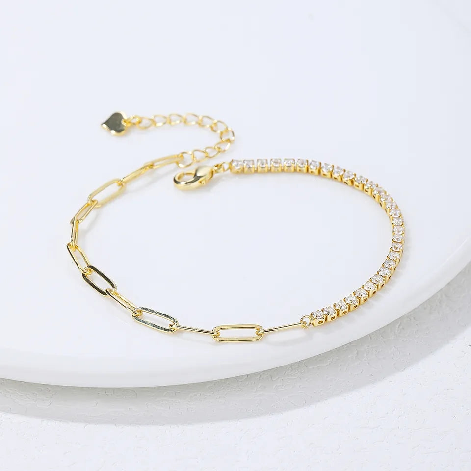 S925 Sterling Silver Zircon Gold-plated Bracelet