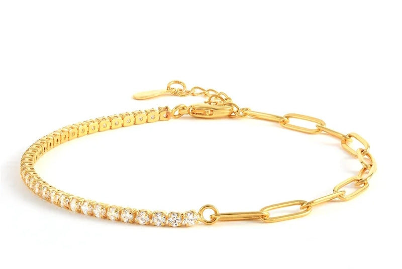 S925 Sterling Silver Zircon Gold-plated Bracelet